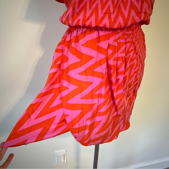 Amanda Uprichard Silk strapless Pink Orange Mini Dress M NWT - Picture 3 of 9